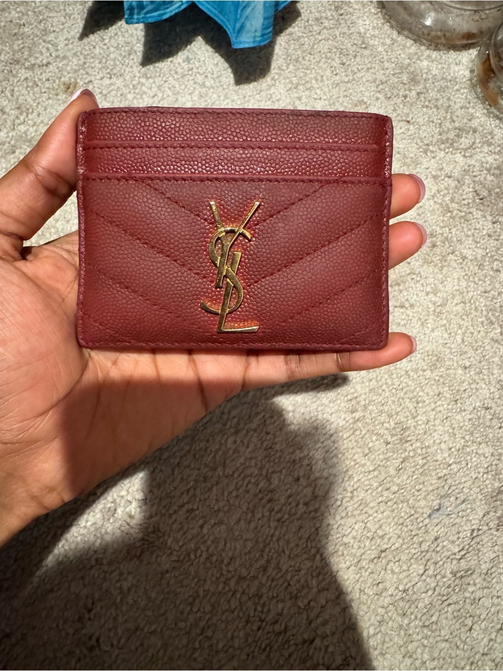 Ysl card holder burgundy